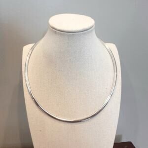 925 Sterling Silver Omega Chain Necklace Vintage Stamp M Italy 17" long Jewelry